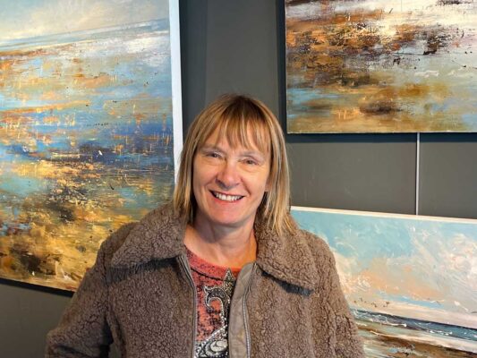 Photo of Claire Wiltsher New Forest artist showing at Robert Perera Fine Art in Lymington